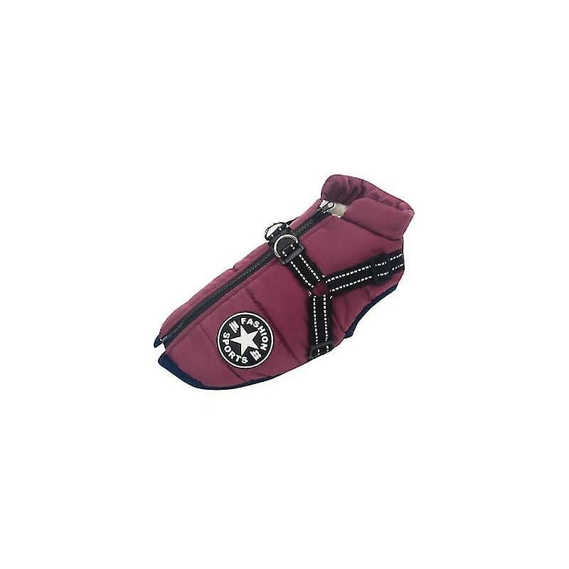 Large Pet Dog Jacket with Harness Warm Winter Dog Clothes Waterproof Purple (S)
