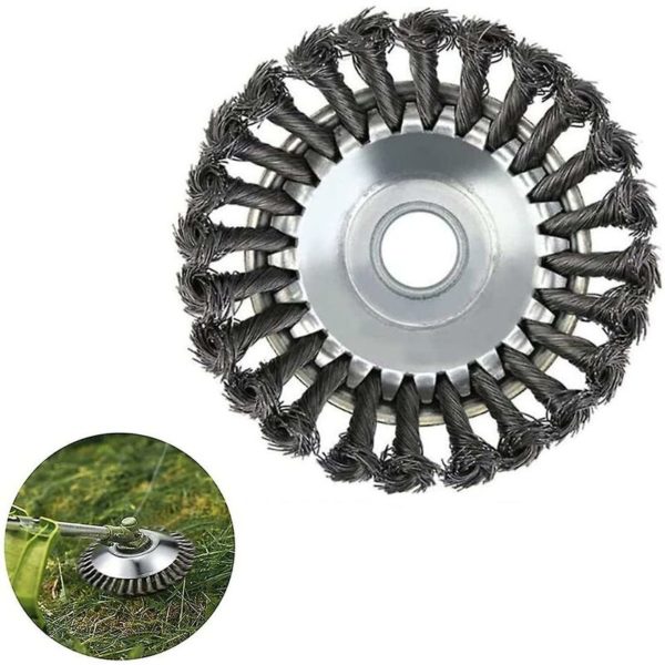 Lawn Brush Cutter Brush, 6 Inch Corded Trimmer Head with Strong Steel Wire Wheel, Round Metal Weed Brush