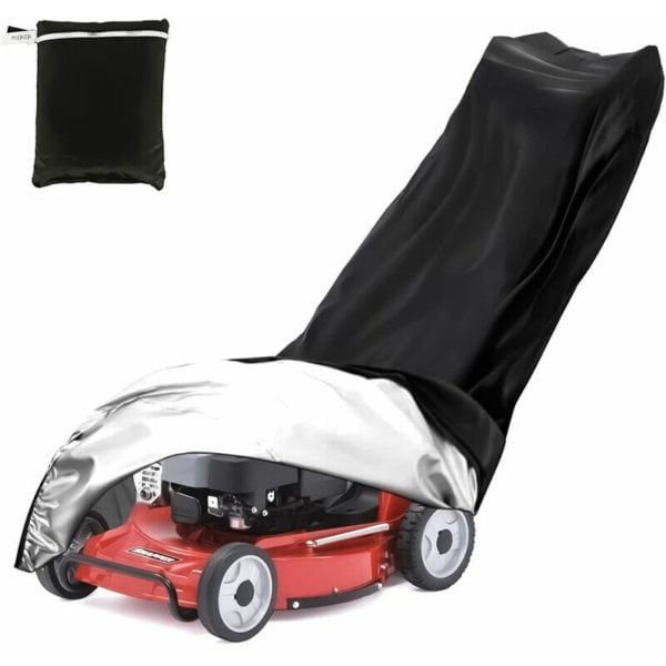 Lawn Mower Cover, 210D Oxford Cloth Lawn Mower Cover, Lawn Tractor Cover with Drawstring & Windproof Buckle & Storage Bag, Waterproof, Dustproof,
