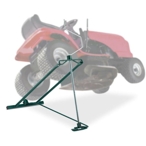 Lawn Mower Jack, 400kg, Maintenance Lifting Tool Ride-On Garden Tractor, Adjustable Tilt/Height, Steel, Green - Relaxdays