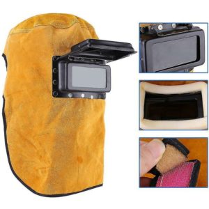 Leather Welding Helmet, Breathable Protective Mask, Welding Mask With Safety Glass Protective -