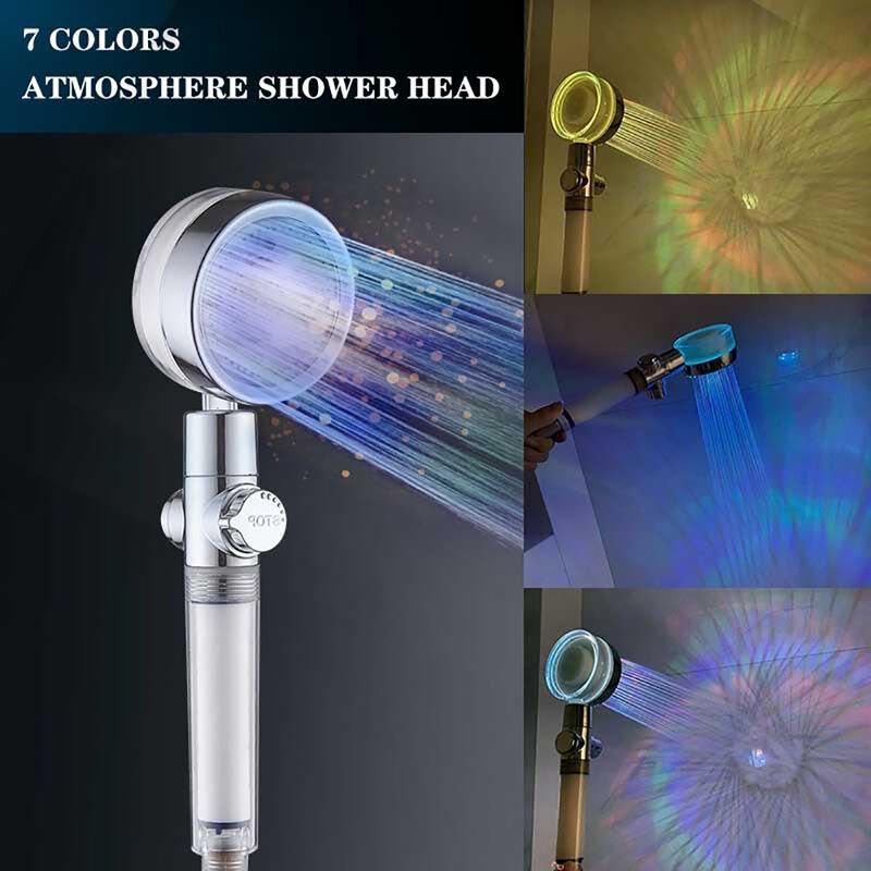 Led Hand Shower Head For Bath And High Pressure Water Saving Filter Bathroom Accessories Spa Rain Portable Showerhead Sets
