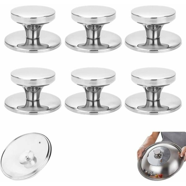 Lid Knob 6 Piece Set Pot Lid Knobs Wok Knob Lid Handle Replacement Stainless Steel Kettle Frying Pan Frying Pan