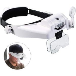 Lighted Head Magnifier With Detachable Free Leds Reading Head Magnifying Glasses Visor Visor Helmet Loupe for Hobbies, Close Work, Sewing, Crafts,