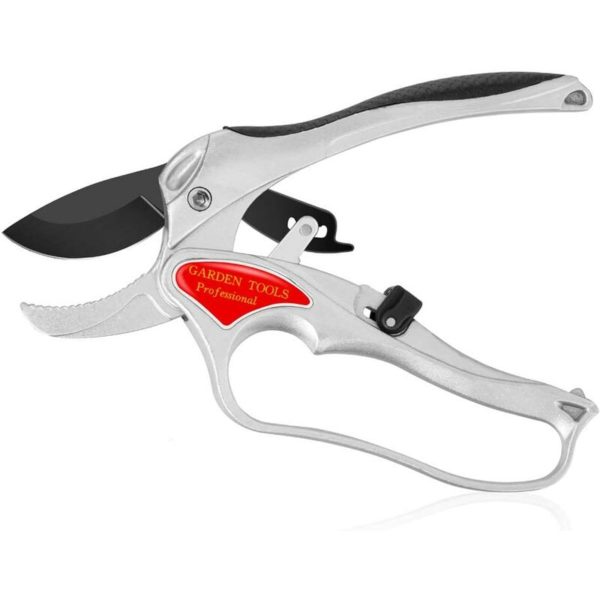 Litzee - Ratchet Secateurs Ergonomic Heavy Duty Garden Scissors Pruner Sharp SK5 Blade Lightweight Pruning Shears For Trees, Plants, Hedges, Bonsai