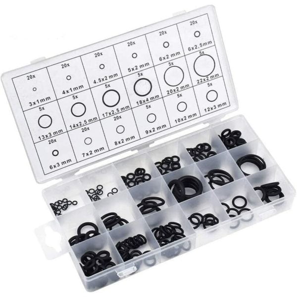 Litzee - o Ring Assortment Set, 225PCS Rubber Washer Seals Assortment Set 18 Sizes Assorted o Rings Rubber Sealing Gasket Washer Rubber Washer Kit