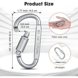 Locking Carabiner Clip Lightweight Carabiner for Securing Pets, Camping, Hiking, Hammock, Swing, Dog Leash, Harness, Keychain, Harnesses, Backpacking
