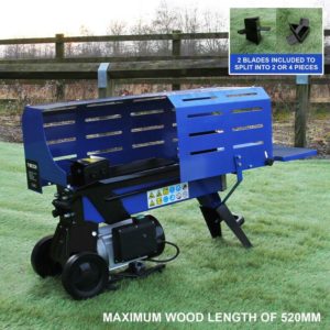Log Splitter 7 Ton Hydraulic 3L Electric 2200 Watt Motor Wood Timber Cutter Axe 2 Blades Duoblade 520mm Max Log Length - Blue
