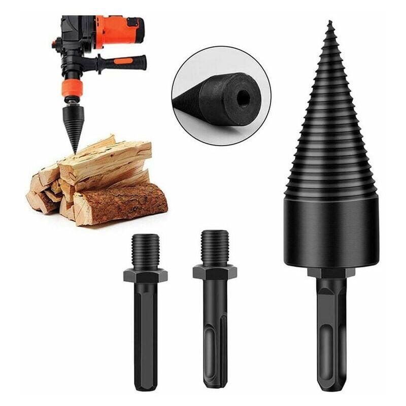 Log Splitter, Tapered Drill Bit, 42mm Wood Splitting Drill Bit, Durable Splitting Screw Cone