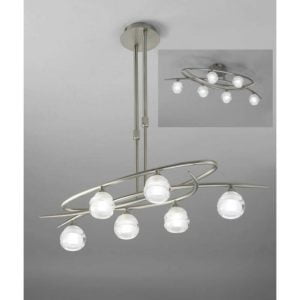 Loop Convertible Telescopic Semi-Flushmount 6 G9 eco Bulbs, satin nickel
