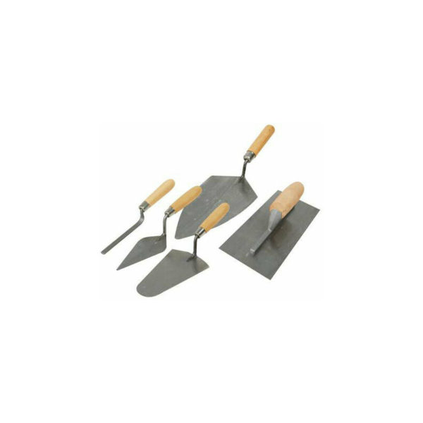 Loops - 5 Piece Tradesman Trowel Set Steel Blades Wooden Handle Plastering Bricklaying