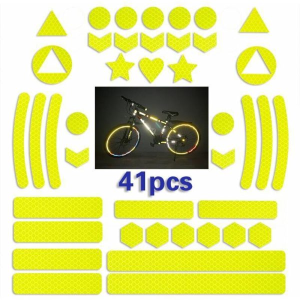 Lot of 41 reflective reflective reflective stickers for night security Universal fixation for bike, car, stroller, helmet, motorcycle, scooter, toys