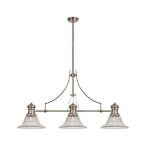 Luminosa Lighting - 3 Light Telescopic Ceiling Pendant E27 With 30cm Bell Glass Shade, Polished Nickel, Clear
