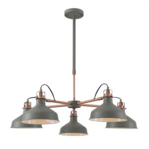 Luminosa Lighting - Telescopic 5 Light, 5 x E27, Sand Grey, Copper, White