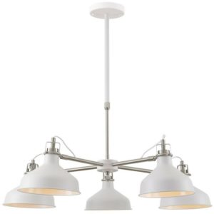 Luminosa Lighting - Telescopic 5 Light, 5 x E27, Sand White, Satin Nickel, White