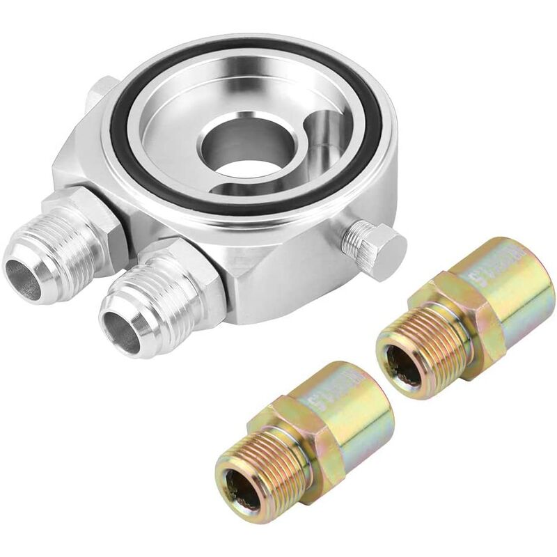 M20 x 1.5 Aluminum Sandwich Oil Filter Adapter - Oil Filter, Sandwich Plate Incorporate - 1/8 npt Adapter - Oil Cooler Kit (Silver)