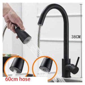 MUFF All-copper Pull-out Hot and Cold Mixing Faucet, Pressurized Spray Gun Shower Head Telescopic Faucet (60cm)