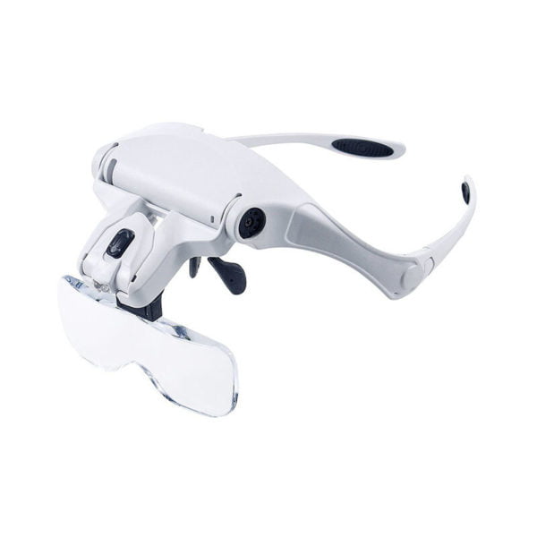 Magnifying Glasses with led Lighting - Magnifying Glasses with 2 Front led Magnifying Lights Helmet Magnifier - 1x to 3.5X Electronic Zoom, Jewelry,