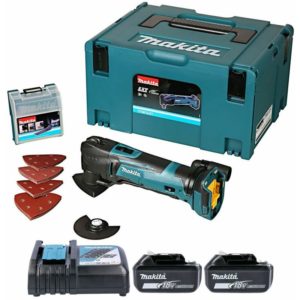 Makita DTM51ZJX7 18V Multi Tool With 23pc Accessory Kit + 2 x 4.0Ah Batteries, Charger & Case