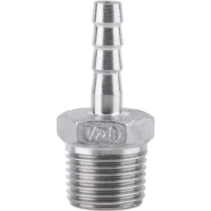 Male Thread Hose Fitting Barb Pipe Tail Fitting bsp Stainless Steel SS304 (1/2 x8mm)