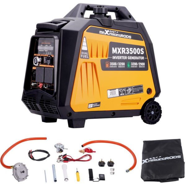 Maxpeedingrods - 3500W Dual Fuel Portable Inverter Generator,Electric Start,Petrol & Propane Powered,RV Ready for Travel Trailers Camping Outdoor