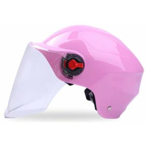 Men and Women Electric Bike Summer Helmet Adult Motorcycle Helmet Headphone General Helmet, Long Length Pink Transparent