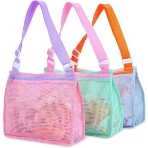 Mesh Beach Toy Beach Bag for Kids Seashell Collection Bag Beach Sand Toy Seashell Bag for Holding Seashells Beach Toys Sand Toys Swimming Accessories