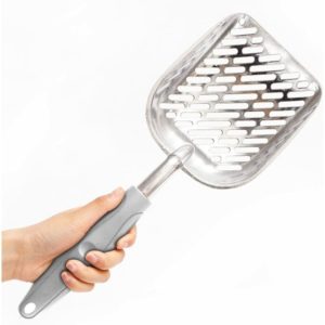 Metal Cat Litter Shovel, Aluminum Alloy Litter Shovels with Rubber Handle for Pets Durable Pet Sifting Shovel