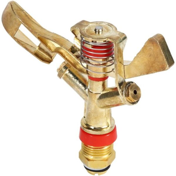 Metal Lawn Sprinkler 1/2 Inch Connector Brass Swivel 360° Rocker Arm Water Sprinkler Automatic Oscillating Sprinkler Long Distance Sprinkler System