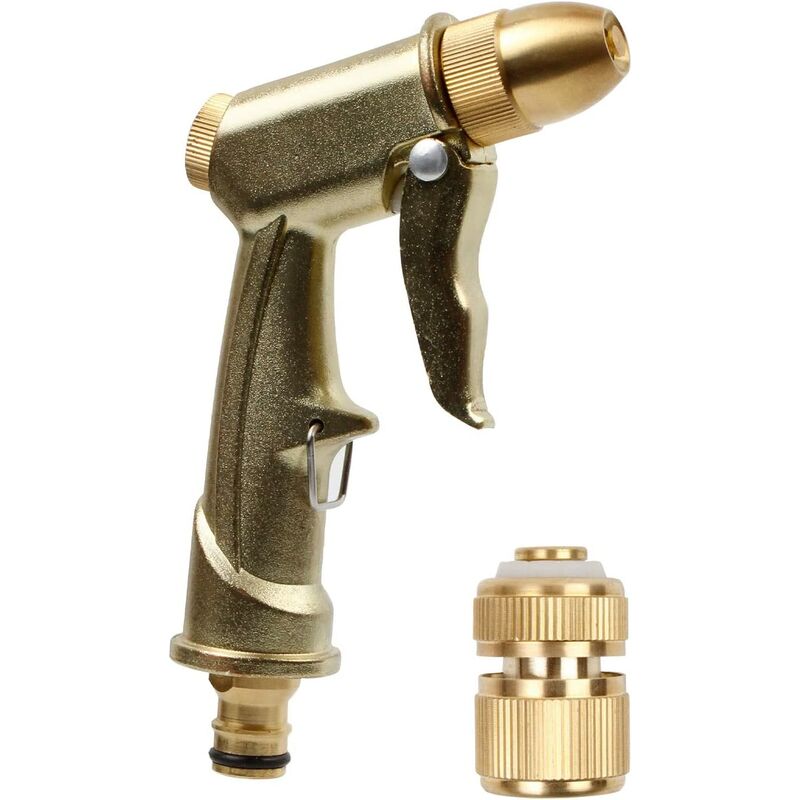 Metal Watering Gun, Golden Watering Gun, Adjustable Garden Watering Spray Gun, Can be Used for Garden, Lawn, Car Cleaning