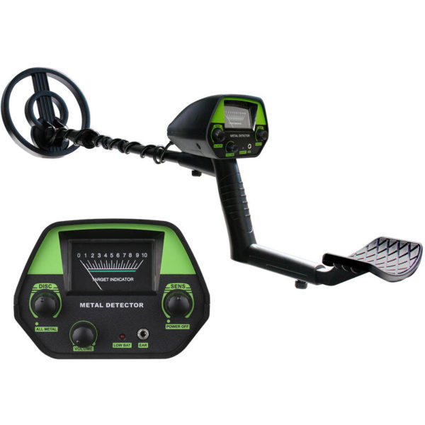 Metal detector, shipped without batteries, green, with headset + engineer shovel - with headset + engineer shovel