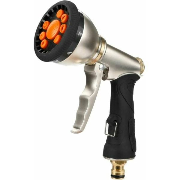 Metal flower water gun High pressure zinc alloy car wash water gun 9 functions (European style (with copper nipple)) Suitable for tool room