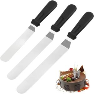 Mezheng - Curved Pastry Spatula, 3-Piece Angled Pastry Spatula, Angled Frosting Spatula, Spatula, Stainless Steel, Kitchen Shovel or Spatula for