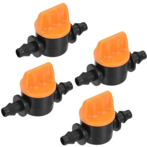 Micro Ball Valve 1/4 Barb Connector Shut Off Switch Plastic for Irrigation Drip Tube 4 Pack