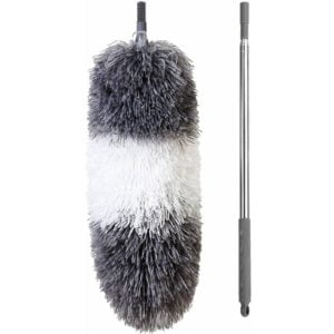 Microfiber Telescopic Duster, Extra Long to Extendable 254cm Long, Scratch Resistant Coating, Stainless Steel Handle, Removable Flip Head, Washable