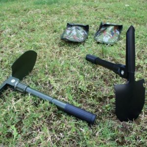 Military Multifunction Shovel Metal Folding Pickaxe, Mini Survival Tool for Camping Hiking Garden Shovel-Black - Large