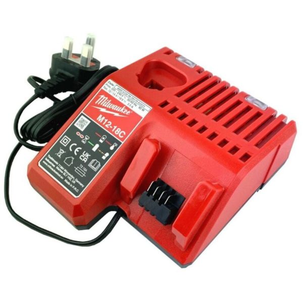 Milwaukee Power Tools - Milwaukee M12-18C 18v 12v Battery Charger Multi Voltage Li-Ion redlithium