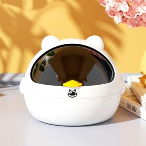 Mini Desktop Trash Can with Lid Sanitary Bucket Melon Seed Shovel Car Trash Can (White)