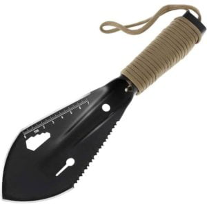 Mini Garden Shovel Stainless Steel Metal for Gardening Farming Camping (Black)