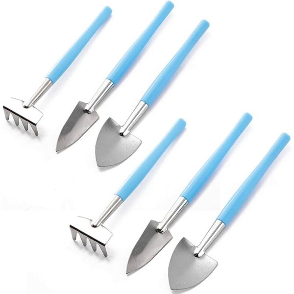 Mini Gardening Tools Set, 6 Pcs / Set Mini Gardening Tool - Mini Rake, Trowel and Shovel for Flowerpot, Succulents, Plants, Bonsai and Planting