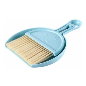 Mini Plastic Dustpan and Broom, Mini Dustpan and Brush Set, Small Broom Desk Cleaning Tool, Small Multi-Function Sweeping Broom for Kids Adults (Blue)