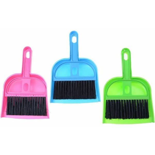 Mini cleaning brush and dust shovel for desktop broom for desktop table with computer keyboard, set of 3