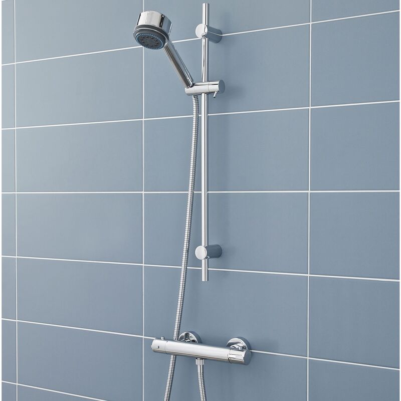 Minimalist Thermostatic Bar Shower Valve with Linear Slider Rail Kit