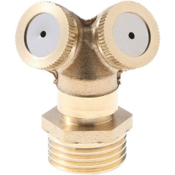 Misting Nozzle, 2 Hole Brass Misting Nozzle, Garden Sprinkler, Outdoor Garden Irrigation Accessories 1/2 - 1 Pack