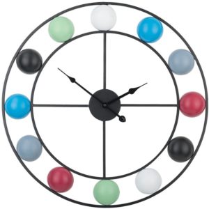 Modern Iron Multicoloured Round Wall Clock Open Face Black Spade Hands Reiden - Multicolour