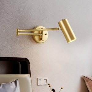 Modern Metal Adjustable Wall Sconce, Warm Light 3000K with Long Rod Telescopic Foldable Light Source Rocking Wall Lamp for Bedroom Living Room Hotel
