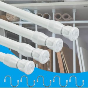 Modou - 5 Pieces Expandable Curtain Rod, Telescopic Shower Curtain Rod 30-50 Adjustable Extendable Spring Tension Rods for diy Projects, Mounting