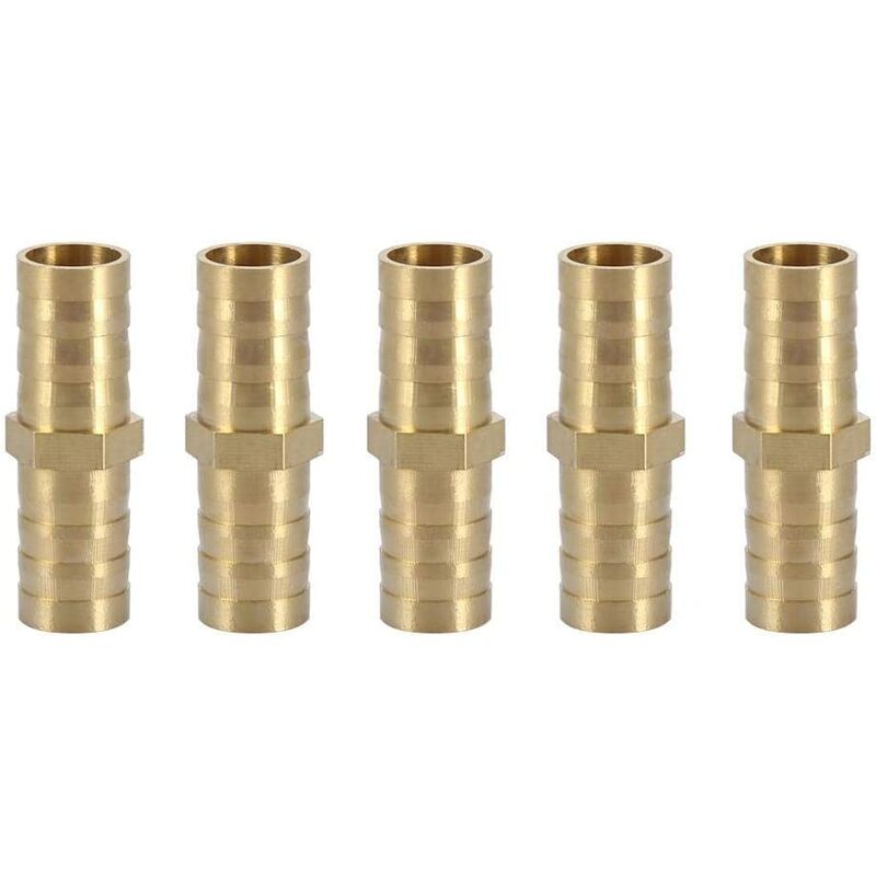 Monly - Barbed Straight Connector, Bi-Directional Straight Hose Adapter Brass Hose Fitting Joint Tube Fitting 6/8/10/12/14/16/20mm(10mm 5pcs)