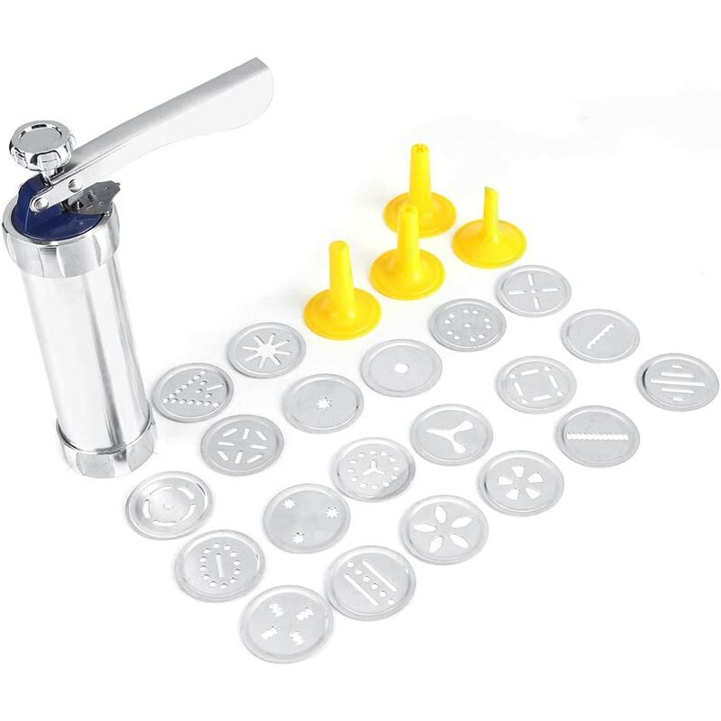 Monly - Cookie Gun, Stainless Steel Cookie Press Kit, with 20 Baking Molds, for Baking Cookies, Cakes or Churro, for