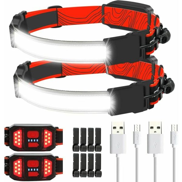 Monly - Headlamp Rechargeable led Headlamp, 1000 Lumens 230° Illumination Wide Beam Headlamp, usb Rechargeable Headlamps with Clips for Helmet,